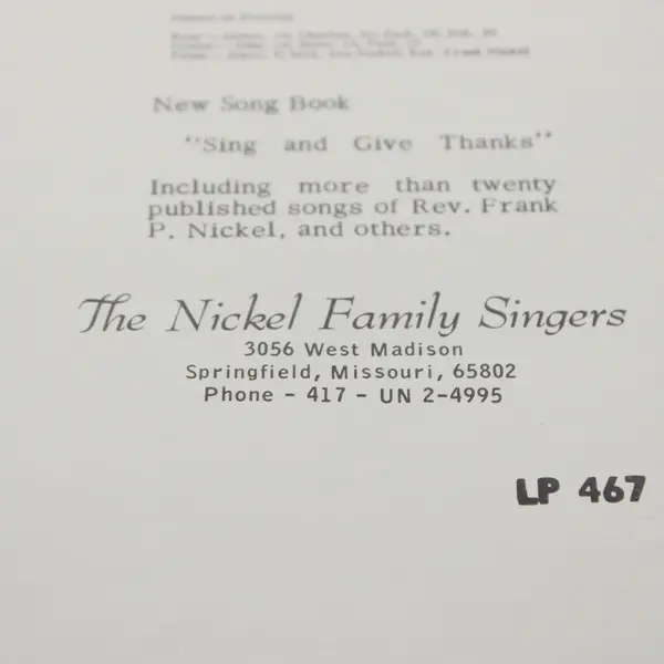 Nickel Family Singers A Joyful Christian Songs of Assurance 12" Vinyl Record