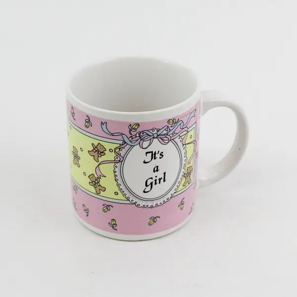 Vintage  Norcrest It’s a Girl Coffee Mug Pink Yellow Teddy Bears