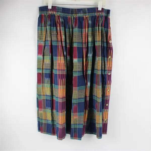 Susan Bristol Multicolor Jewel Tones Plaid Midi/Maxi Skirt W/ Scarf Women's XL