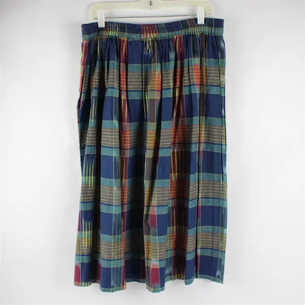Susan Bristol Multicolor Jewel Tones Plaid Midi/Maxi Skirt W/ Scarf Women's XL