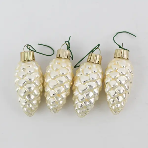 Lot of 7 Glass Pine Cones Ornaments 2.5” Bronze and White Iridescent 