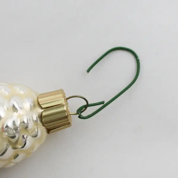 Lot of 7 Glass Pine Cones Ornaments 2.5” Bronze and White Iridescent 