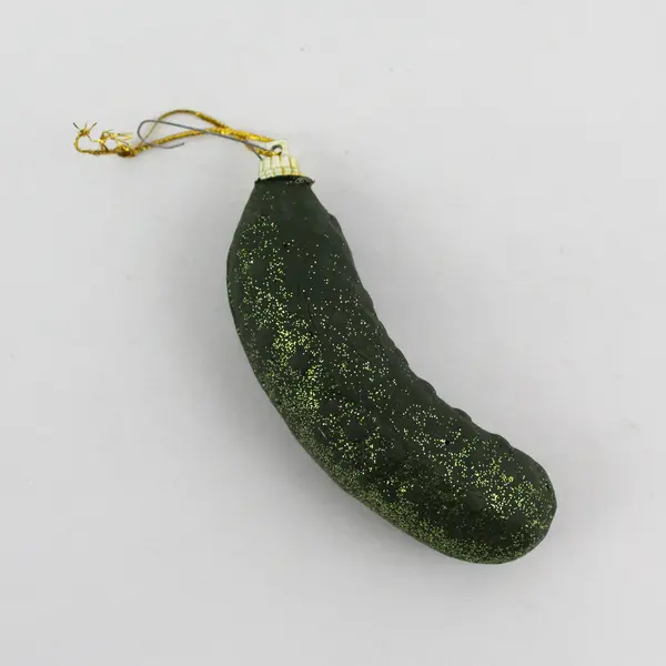 Green Foam Pickle Christmas Ornament With Gold Glitter