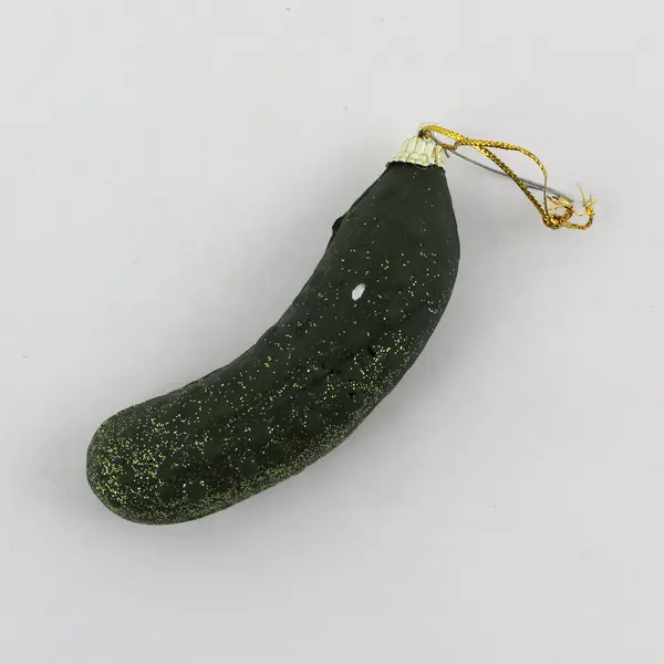 Green Foam Pickle Christmas Ornament With Gold Glitter