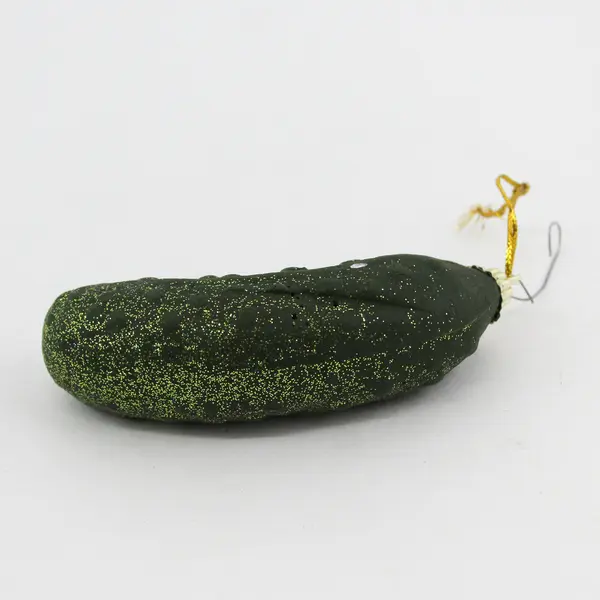Green Foam Pickle Christmas Ornament With Gold Glitter