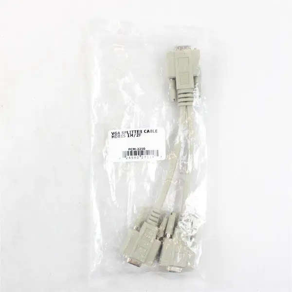 VGA Splitter Cable HDB15 1M Male to 2 Female PCM-2250-B New