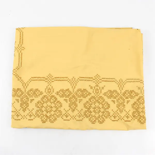 Unbranded Golden Yellow Hand Embroidered Rectangular Tablecloth 52" x 66.5"