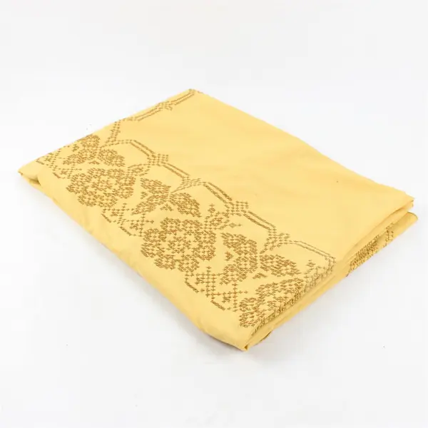 Unbranded Golden Yellow Hand Embroidered Rectangular Tablecloth 52" x 66.5"