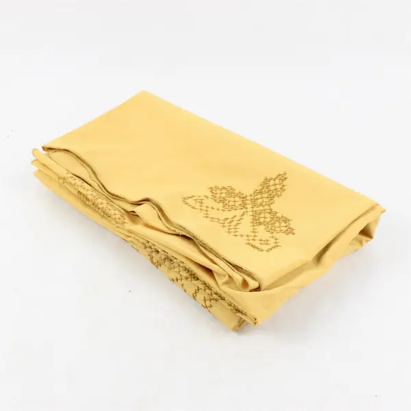 Unbranded Golden Yellow Hand Embroidered Rectangular Tablecloth 52" x 66.5"