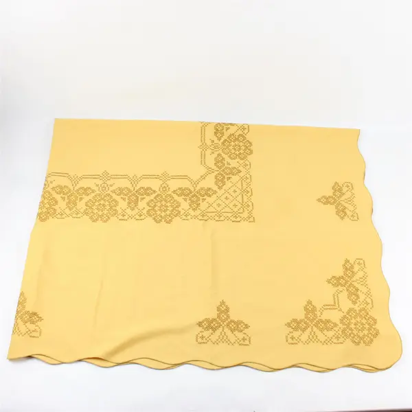 Unbranded Golden Yellow Hand Embroidered Rectangular Tablecloth 52" x 66.5"