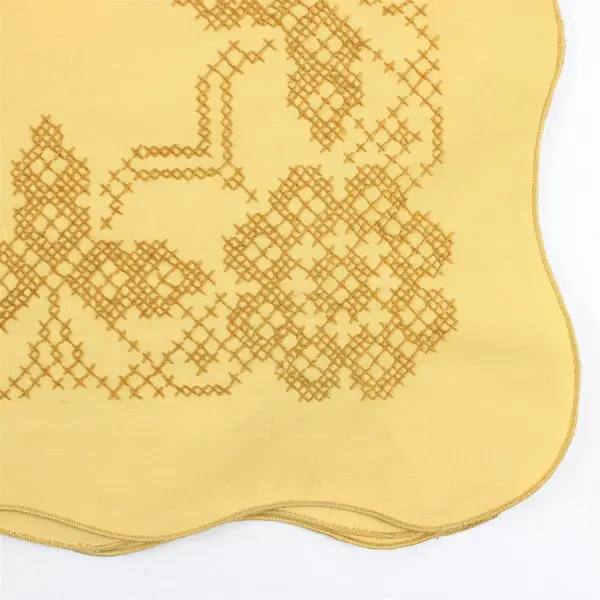 Unbranded Golden Yellow Hand Embroidered Rectangular Tablecloth 52" x 66.5"