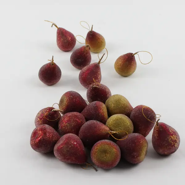 Lot Of 20 Unbranded Matching Red/Green Plastic Pear Hanging Ornaments 2" Tall