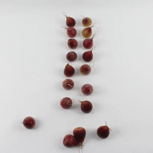 Lot Of 20 Unbranded Matching Red/Green Plastic Pear Hanging Ornaments 2" Tall