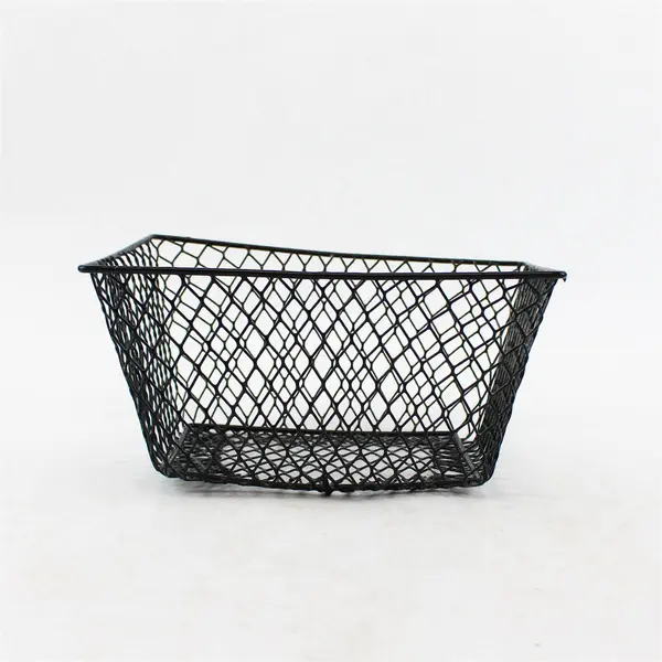 Lot of 2 Vinyl Coated Black Metal Mesh Baskets Small Storage Organizer