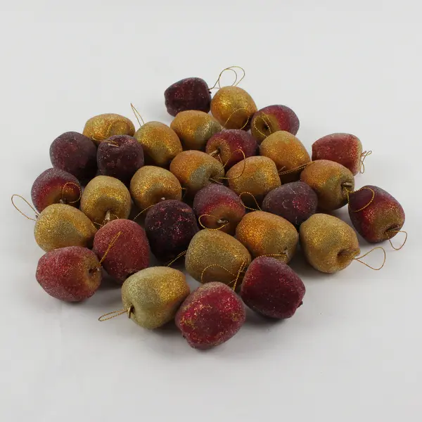 Lot Of 30 Unbranded Matching Red/Yellow Plastic Apple Hanging Ornament 2" Tall