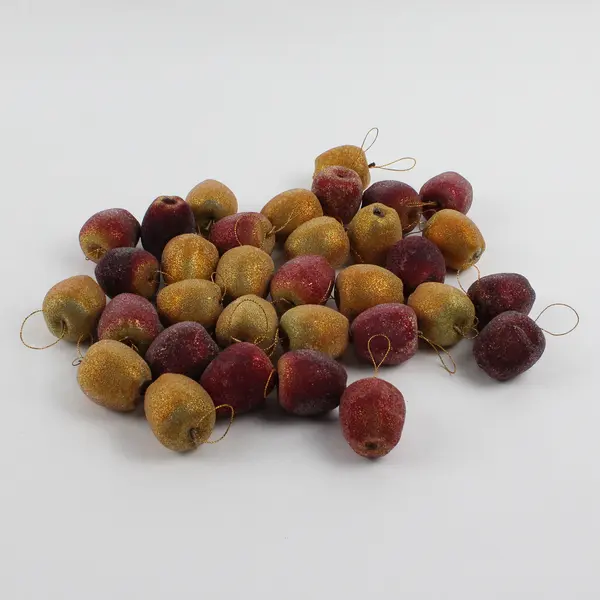 Lot Of 33 Unbranded Matching Red/Yellow Plastic Apple Hanging Ornament 2" Tall