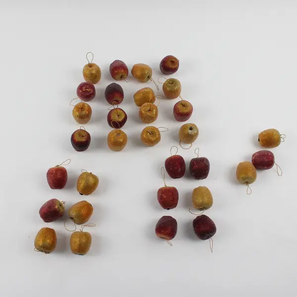 Lot Of 33 Unbranded Matching Red/Yellow Plastic Apple Hanging Ornament 2" Tall
