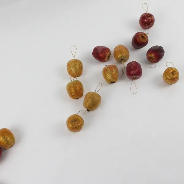 Lot Of 33 Unbranded Matching Red/Yellow Plastic Apple Hanging Ornament 2" Tall