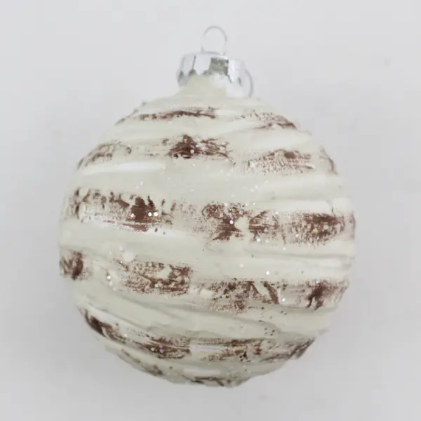 Hand Painted Ceramic And Glass Christmas Ball Ornament Deer And Aspen Trees 3.5"