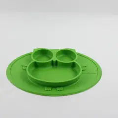 Kirecoo Solid Green Color Silicone Owl Suction Baby/Toddler Non-Slip Plate