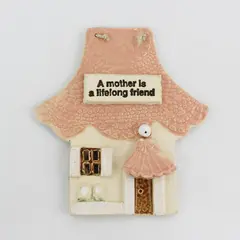 Vtg Heart & Soul Ceramic House "A Mother Is A Lifelong Friend" Plaque