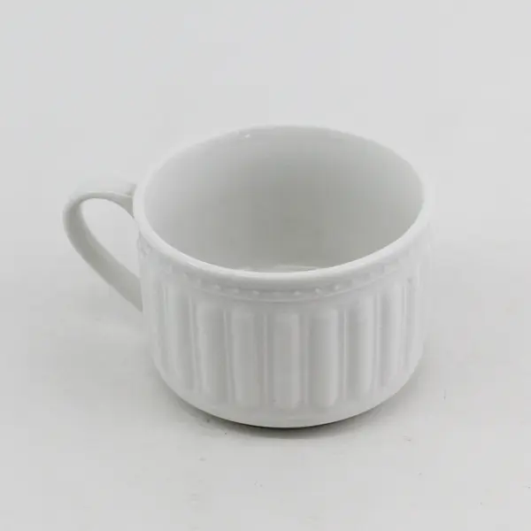 Gibson White Ceramic Short Ribbed Coffee Cup 2.5" tall