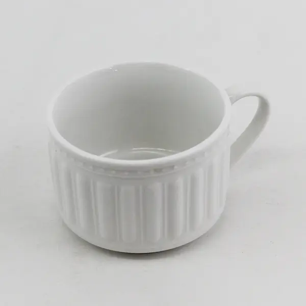 Gibson White Ceramic Short Ribbed Coffee Cup 2.5" tall