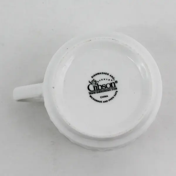 Gibson White Ceramic Short Ribbed Coffee Cup 2.5" tall