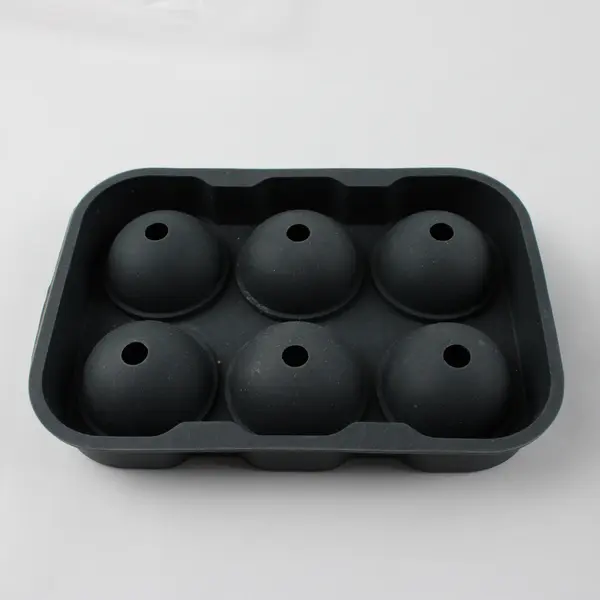 Unbranded Solid Gray Color Silicone 6 Sphere/Ball Shaped Ice Cube Mold
