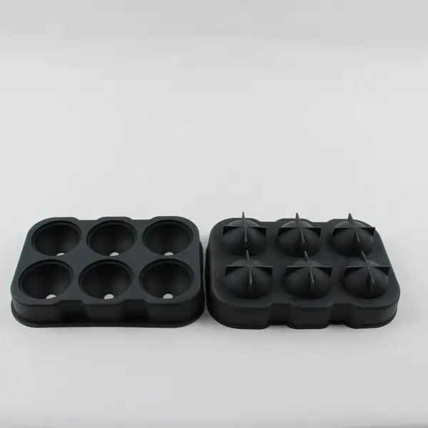 Unbranded Solid Gray Color Silicone 6 Sphere/Ball Shaped Ice Cube Mold