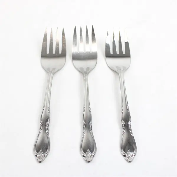 Set of 3 Oneida Homestead Stainless Small Solid Cold Meat Serving Forks