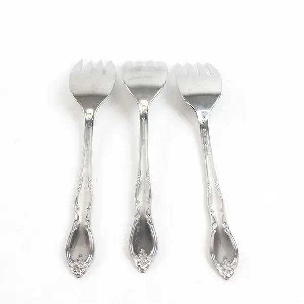 Set of 3 Oneida Homestead Stainless Small Solid Cold Meat Serving Forks