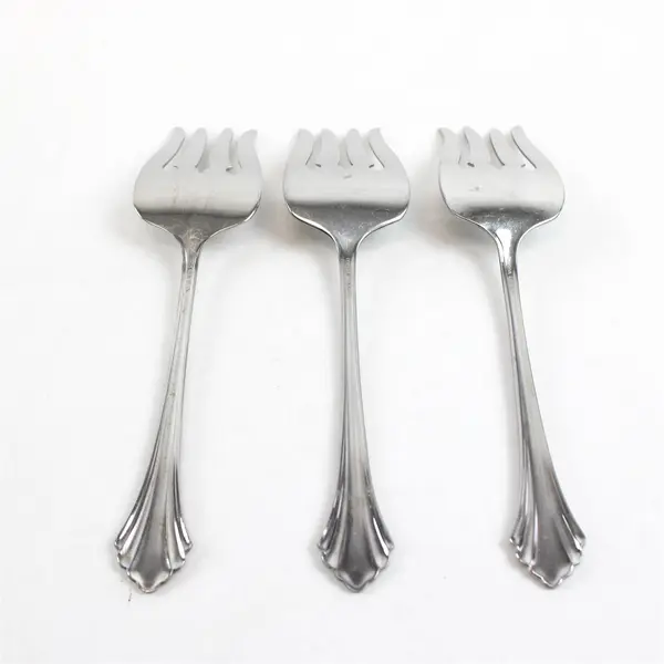 Set of 3 Oneida Bancroft Stainless Medium Solid Cold Meat Serving Forks