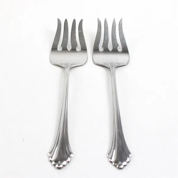 Set of 2 Oneida Bancroft Stainless Medium Solid Cold Meat Serving Forks