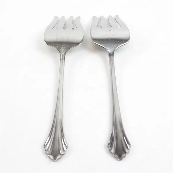 Set of 2 Oneida Bancroft Stainless Medium Solid Cold Meat Serving Forks