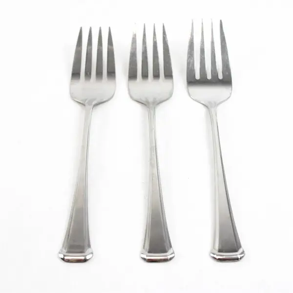 Set of 3 Oneida Maestro Stainless Medium Solid Cold Meat Serving Fork