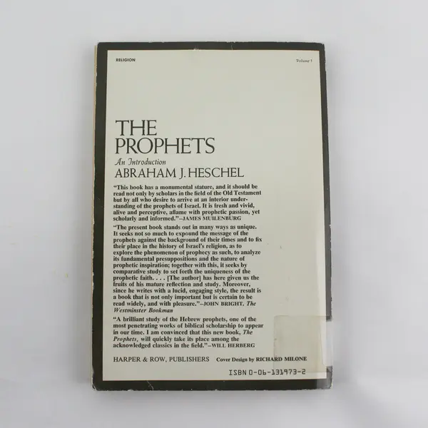 The Prophets: An Introduction - 1969 Paperback By Heschel, Abraham J. Used 