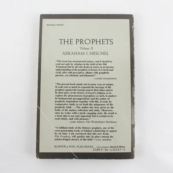 The Prophets, Volume II 1962 Paperback By Heschel, Abraham J. Used