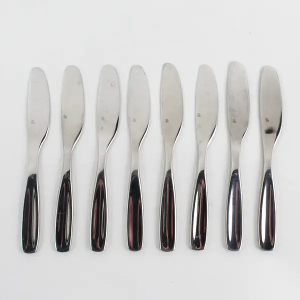 Lot of 8 GS Vault Pattern SS Glossy Flat Handle Butter Knife 6.25" Rare HTF Item