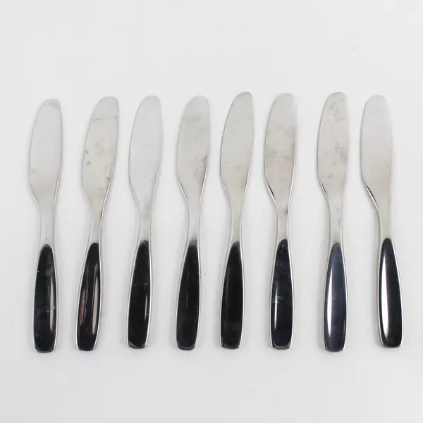 Lot of 8 GS Vault Pattern SS Glossy Flat Handle Butter Knife 6.25" Rare HTF Item