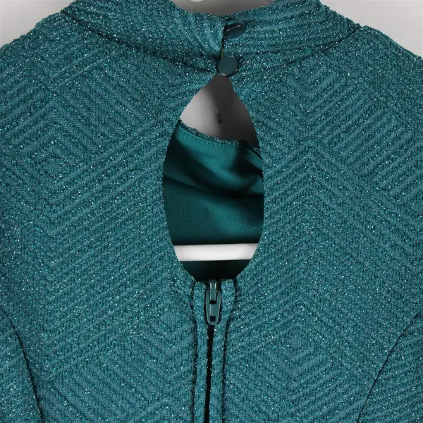 ZUNIE Girl's M (10/12) Teal Metallic Sparkle Ruffle Sleeve Fit & Flare Dress