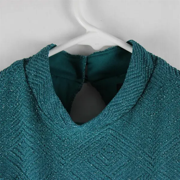 ZUNIE Girl's M (10/12) Teal Metallic Sparkle Ruffle Sleeve Fit & Flare Dress