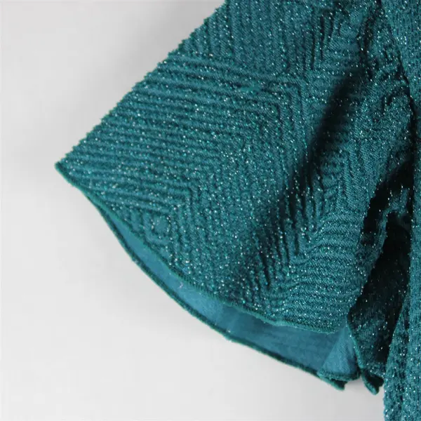 ZUNIE Girl's M (10/12) Teal Metallic Sparkle Ruffle Sleeve Fit & Flare Dress