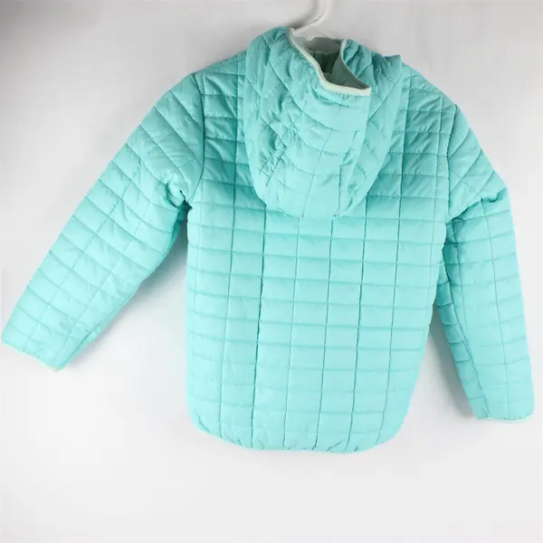 Cat & Jack Kids Size M Blue Fleece Lined Quilted Full Zip Hooded Puffer Jacket