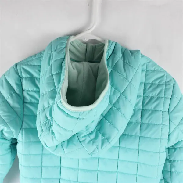 Cat & Jack Kids Size M Blue Fleece Lined Quilted Full Zip Hooded Puffer Jacket