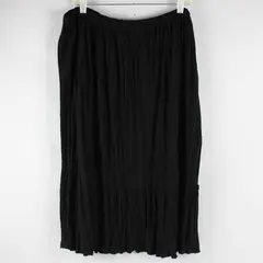 C.J. Banks Women's 1X Black Crinkle Pull-On Stretch Waist Tiered Skirt