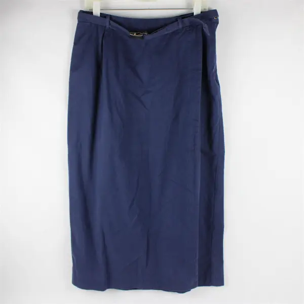 Elisabeth by Liz Claiborne Women's 16 Blue 100% Cotton Long Flap Belted Skirt