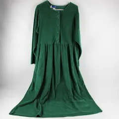 NWT Vintage Lissa B Women's L Forest Green Velour Long Sleeve Maxi Dress