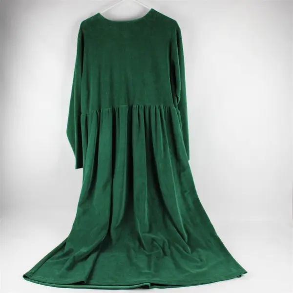 NWT Vintage Lissa B Women's L Forest Green Velour Long Sleeve Maxi Dress