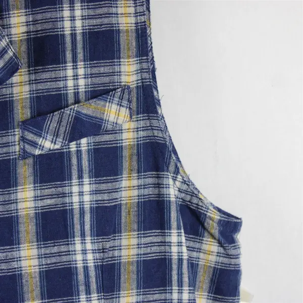 90's Original Ty Wear Women's 18 Blue Plaid Linen Blend Sleeveless A-Line Dress